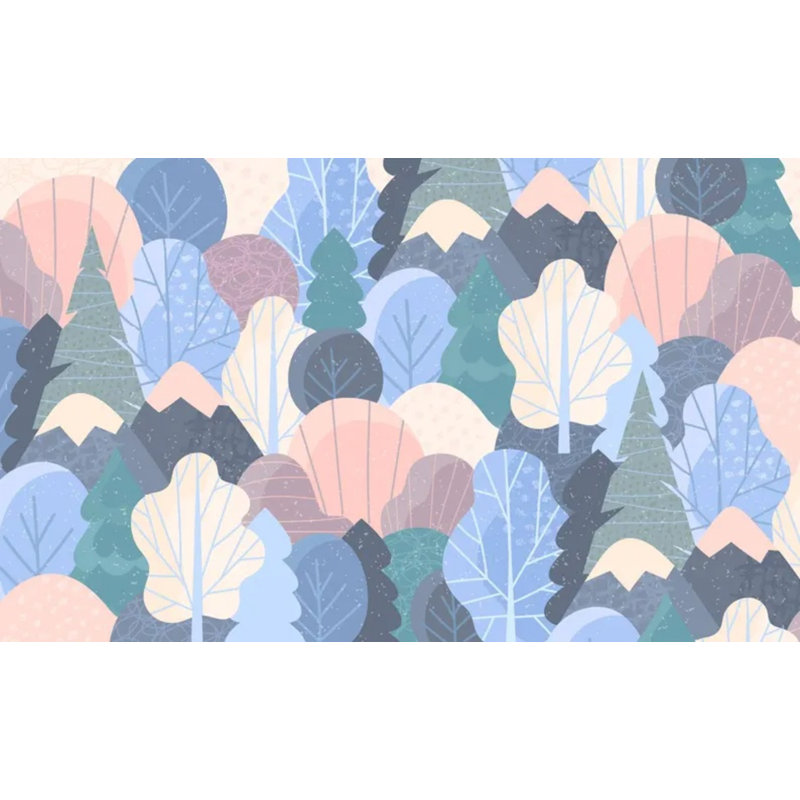 Papier peint forêt scandinave moderne, 108" L x 96" W