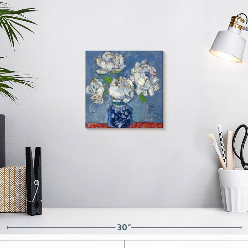 Vase de pivoines bleu Harnek, H 10 po x l 10 po