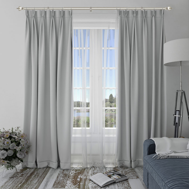 Tringle à rideau simple 5/8 po avec fleurons royaux, 28" –  48", Étain