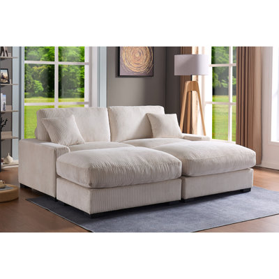 Canapé modulaire modulaire, canapé modulaire surdimensionné 4 places, tissu en velours côtelé avec 2 repose-pieds et 2 coussins, canapé modulaire modulaire pour le salon