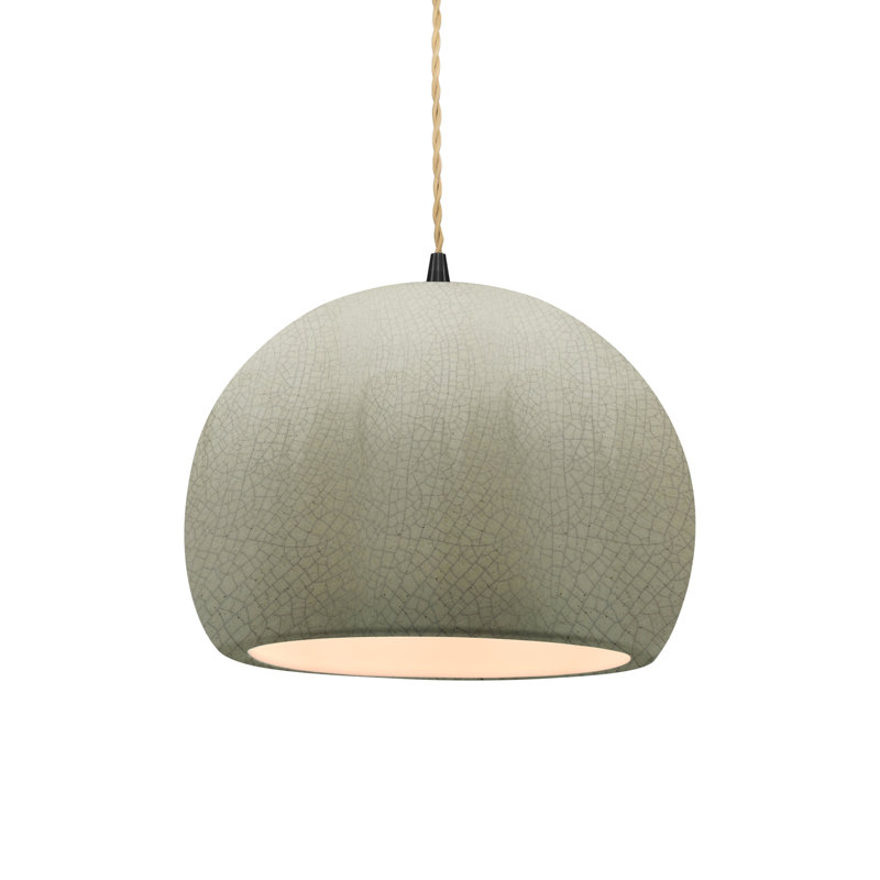 Luminaire suspendu à 1 lumière Aschwin, H 7,75 po x l 10 po x P 10 po, Craquelure vert céladon, Matte Black