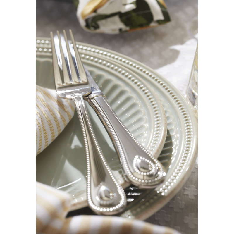 French Perles 65 - Piece Stainless Steel Flatware Set, Service for 12 