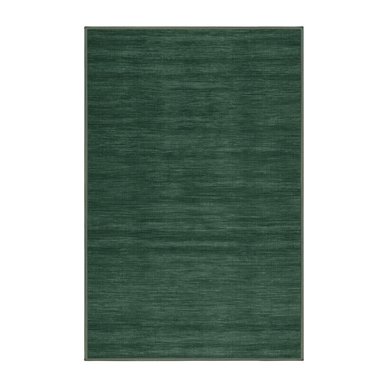 Machine Washable Solid Green Area Rug, Rectangle 2' x 3'