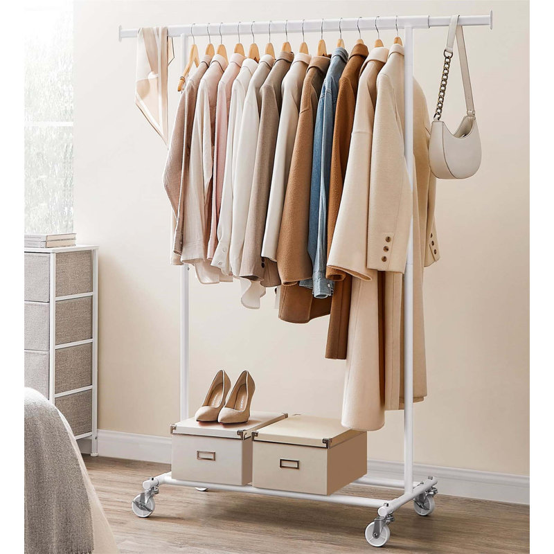 Bonville Adjustable Rolling Clothing Rack, White