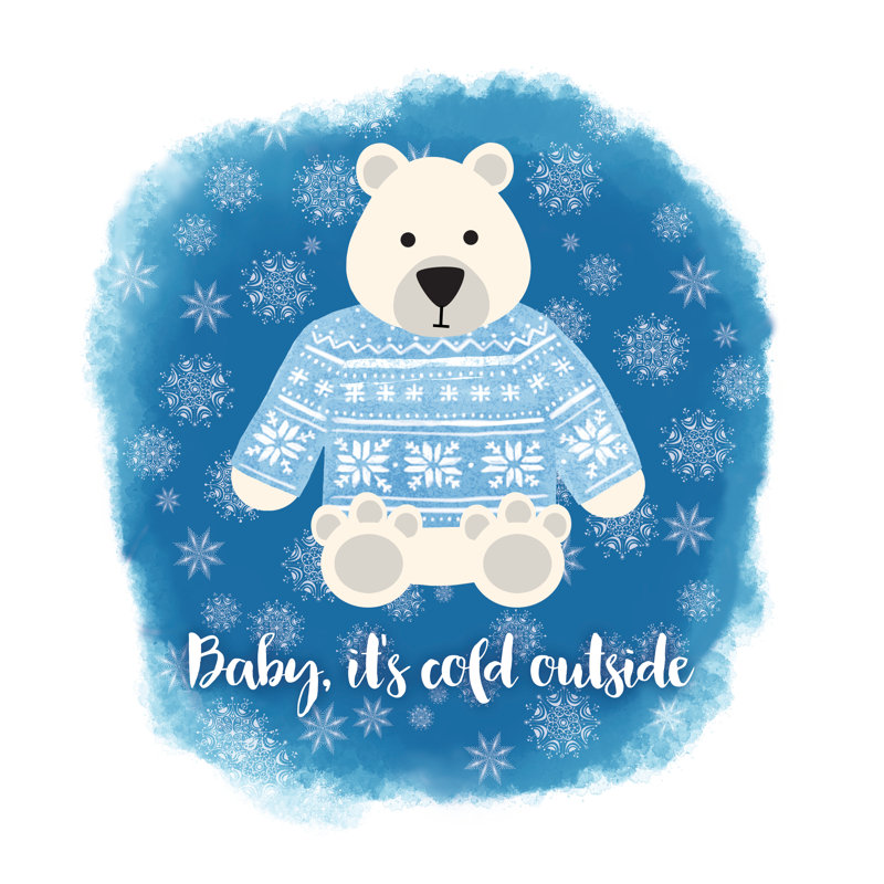 Polar Bear Sweater - Wrapped Canvas Print, 51cm H x 51cm W