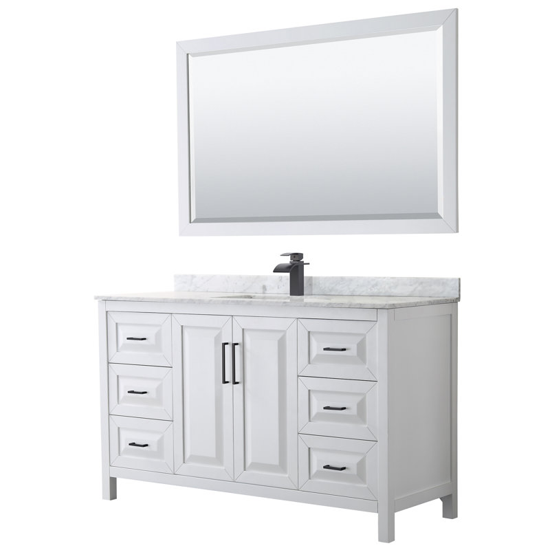 Daria 60'' W Single Vanity, Dark Gray, Polished Chrome, White Carrara Marble