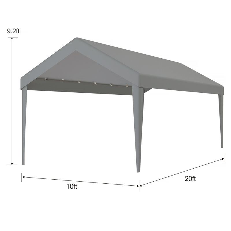 Housse de remplacement pour abri d'auto 10 x 20 pi, bâche imperméable et protégée contre les rayons UV avec 72 boucles élastiques pour l'abri de garage, cadre non inclus