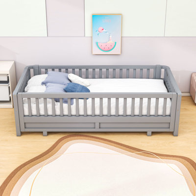 Wood Platform Bed With Guardrails