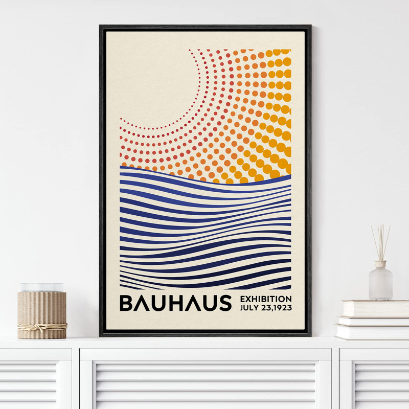 Oeuvre classique «Mid-Century Bauhaus géométrique soleil et océan» sur, Noir, H 36 po x l 24 po