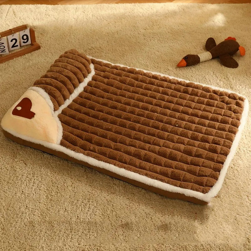 Matelas de lit moelleux lavable pour chien, Brun clair, L 23,60 po x P 15,7 po x H 4,7 po, Petit (11 à 25 lb)