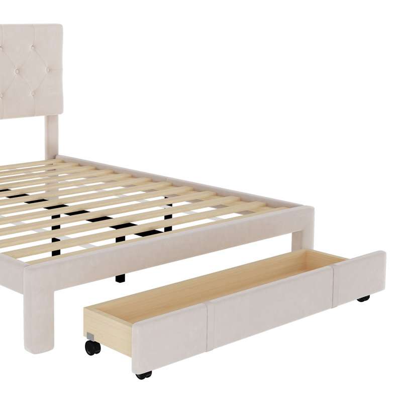 Lit plateforme tapissier avec grand lit Lutvo Silvie