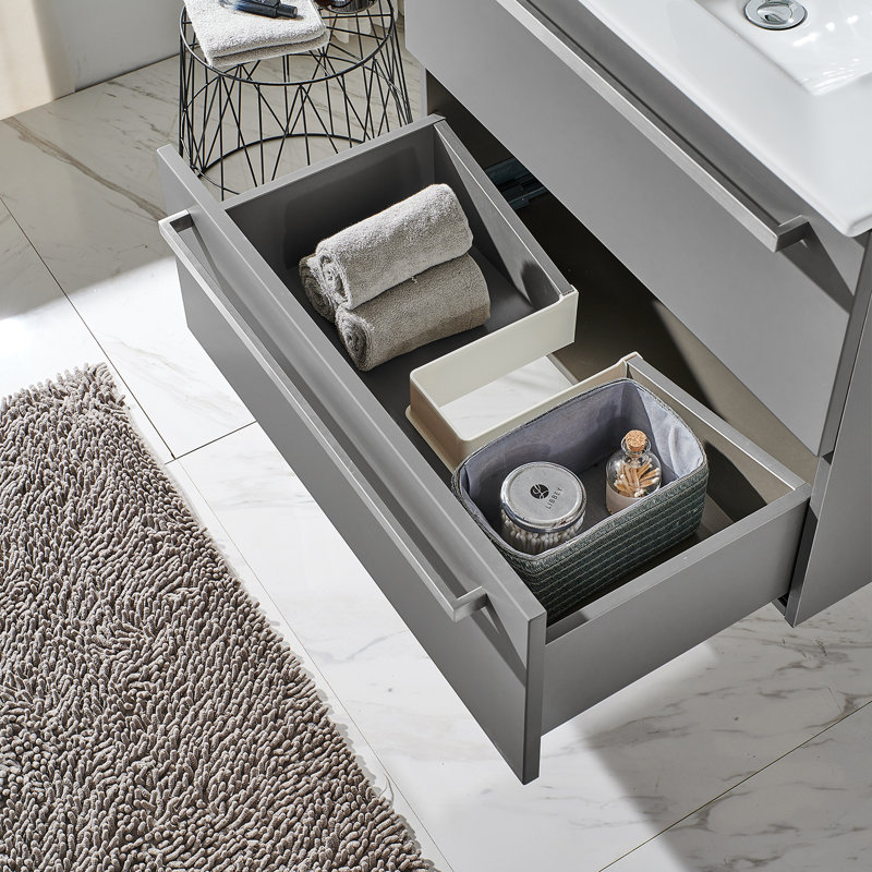 Lilyth 30 " W Free Standing Wall Mounted Single Double Single Vanity Bathroom Vanity With Ceramic Top