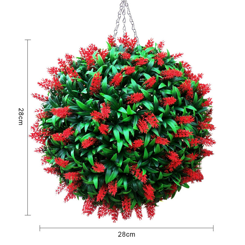 Faux Flowering Topiary, 28cm H x 28cm W x 28cm D, White