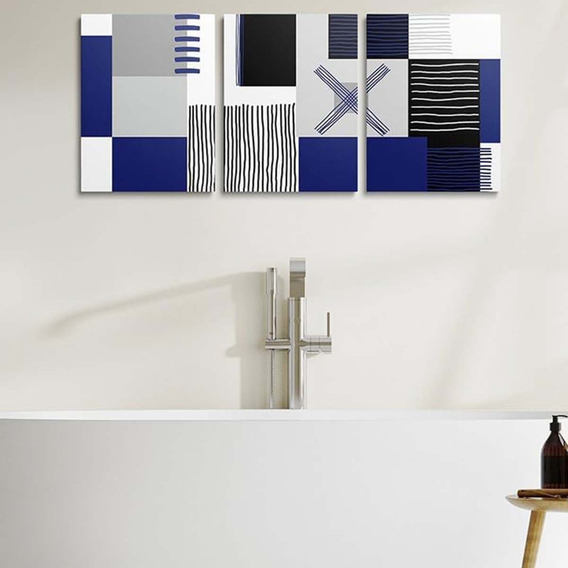 3 Piece Wrapped Canvas Print, Blue