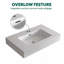 Lavabo de salle de bain intégré en surface solide blanche de 76 cm (30 pouces) avec trop-plein