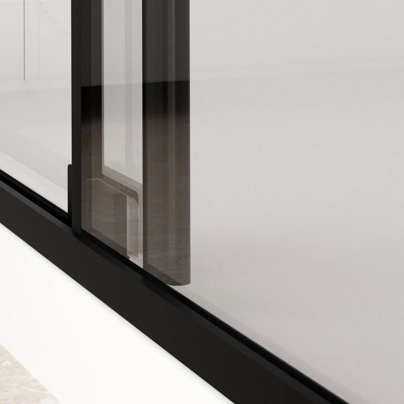 Porte de douche coulissante semi-sans cadre l 56 à 60 po x H 72 po, verre trempé transparent de 5/16 po (8 mm), finition noir mat, largeur réglable