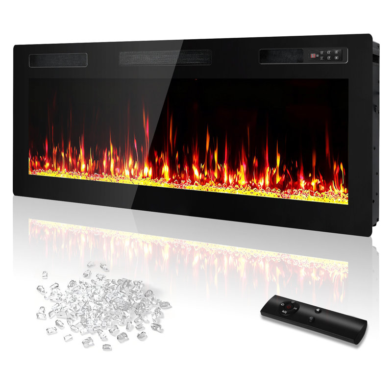 40" Ultra Thin Electric Fireplace，wall-mounted & Recessed Fireplace For Living Room & Indoor Decoration，remote Control，adjustable Flame Color And Brightness，750w/1500w