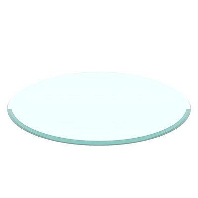 Plateau de table rond en verre trempé de 36 po, verre transparent, bord biseauté épais de 1/2 po d'épaisseur (seulement le plateau)