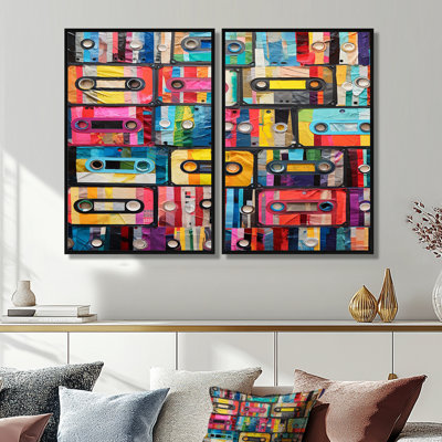Cassette Tapes Tape Mosaic I - Modern Art Prints On Canvas