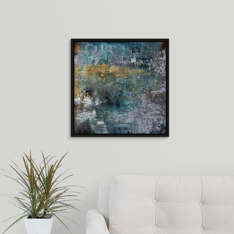 « field of vision », peinture sur toile, H 21,7 po x l 21,7 po x P 1,75 po, Cadre flottant noir