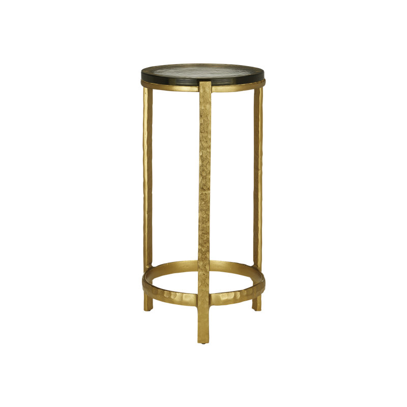 Acea Glass End Table, 23.5" H x 12" W x 12" D, Gold