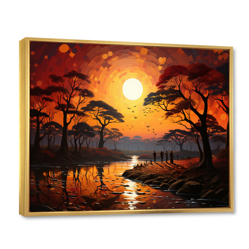 African Savannah Serenade V sur toile, H 30 po x l 40 po x P 1,5 po, Cadre flottant doré