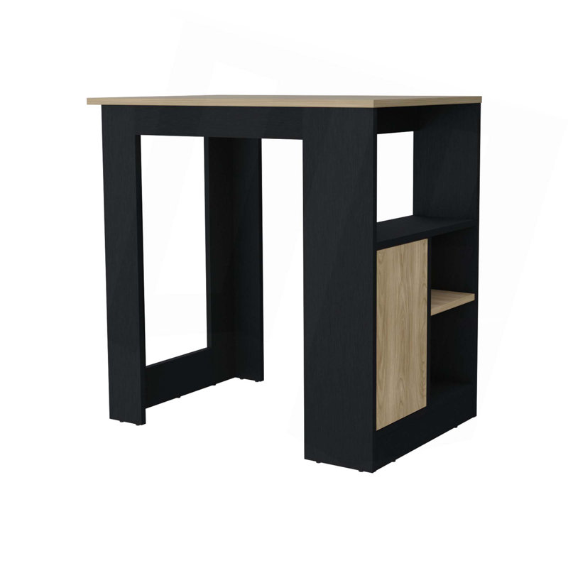 Arial Kitchen Island In Melamine With A Door And Open Storage, Black