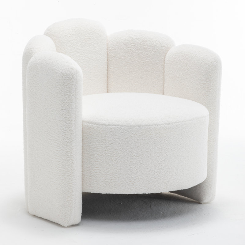 Sherpa Upholstered Barrel Chair, White