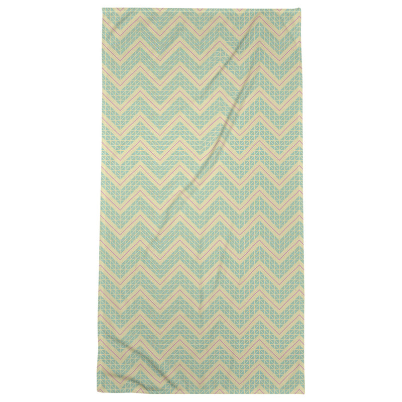 Serviette de bain à chevrons à la main classic Stephenie, Vert jungle / jaune clair / rose clair