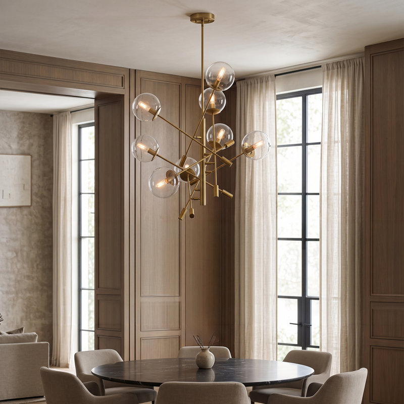 Luminaire suspendu en verre doux à 8 lumières Elowen