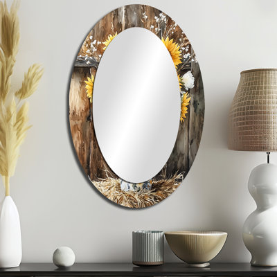 Miroir mural jaune traditionnel tournesol et pivoine à la grange III