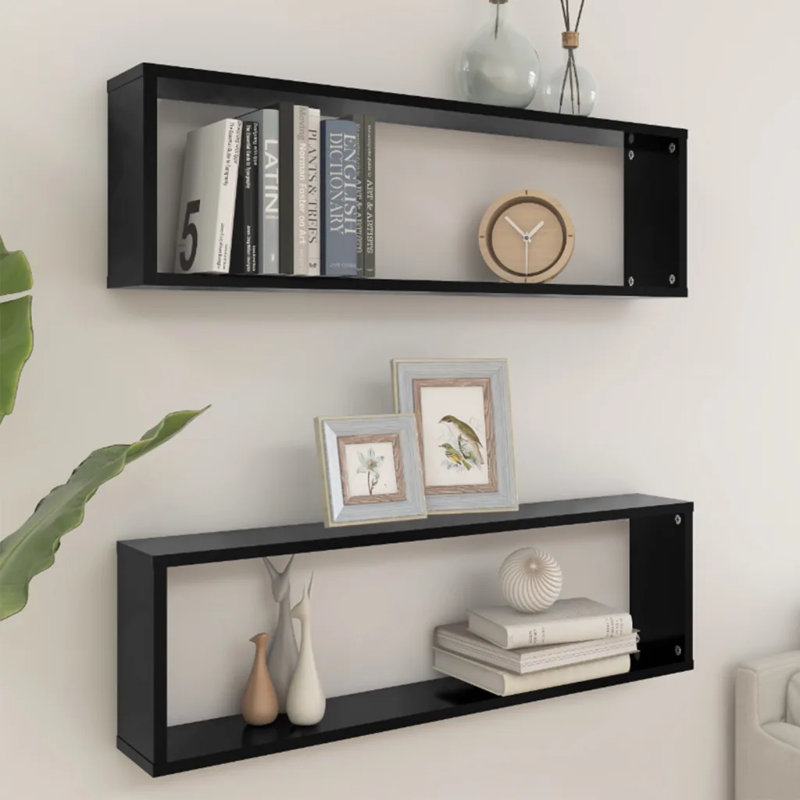 vidaXL 2/4/6x Wall Cube Shelves Engineered Wood Wall Unit, Sonoma Oak, 10.4" H x 31.5" W x 5.9" D