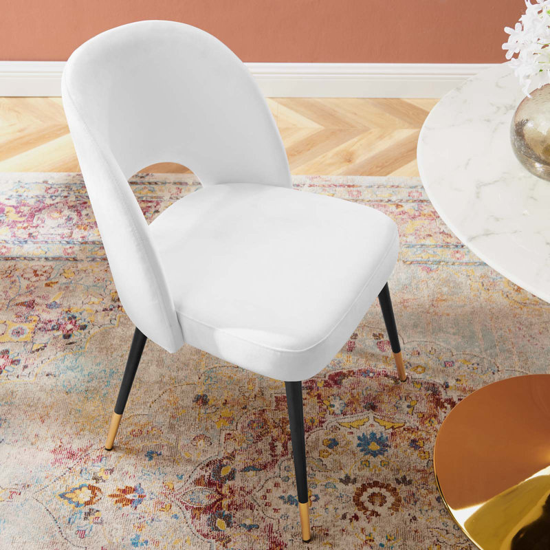 Rouse Performance Velvet Dining Side Chair, White, 1