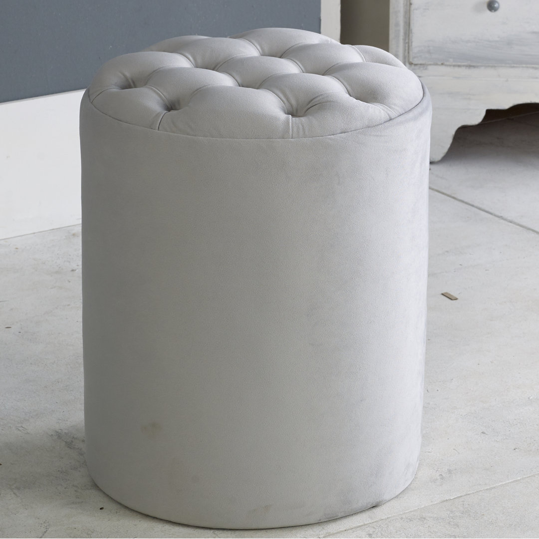 Henthorn 28cm Wide Velvet Tufted Round Solid Colour Pouffe Ottoman