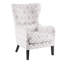 Fauteuil à oreilles avec dossier et accoudoirs ronds, pieds en bois massif, coussin d'assise amovible, fauteuil à oreilles rembourré en mousse haute: rembourrage, dossier, coussin lavable