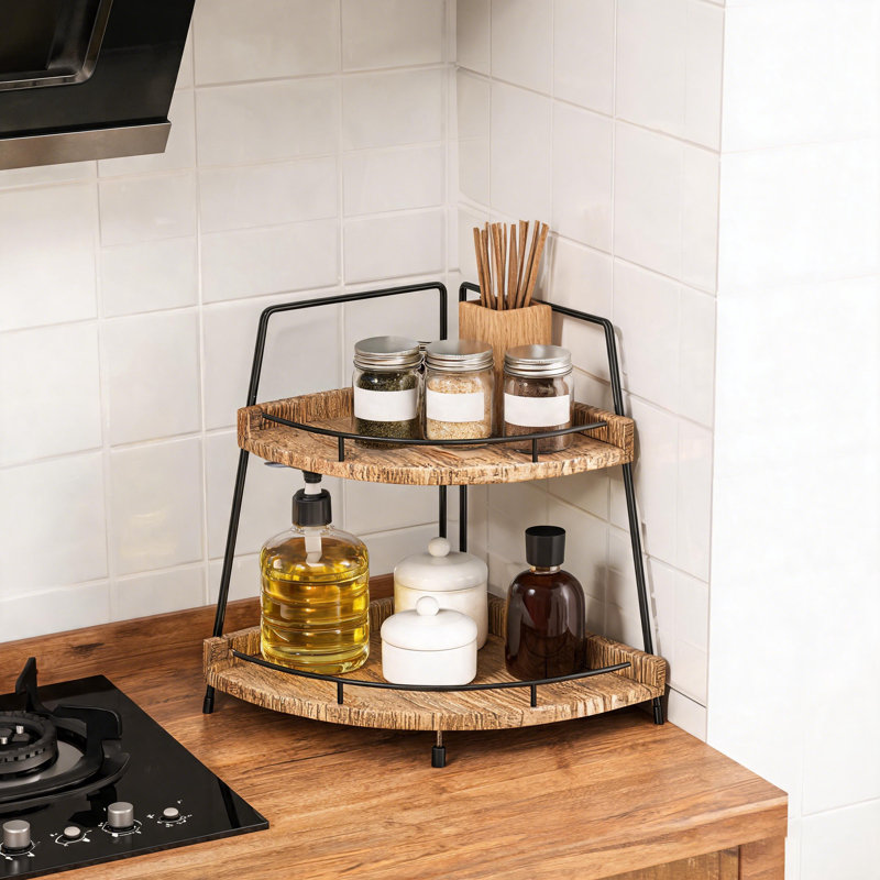 Organisateur de comptoir de salle de bain 2 niveaux avec structure en métal
