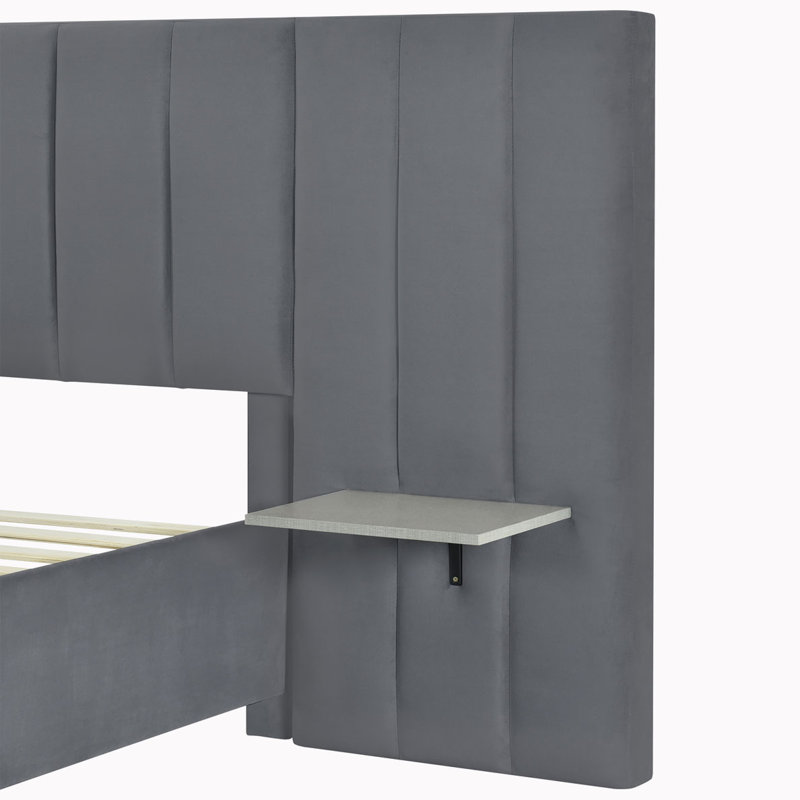 Anyston Upholstered Platform Bed, Queen, Gray