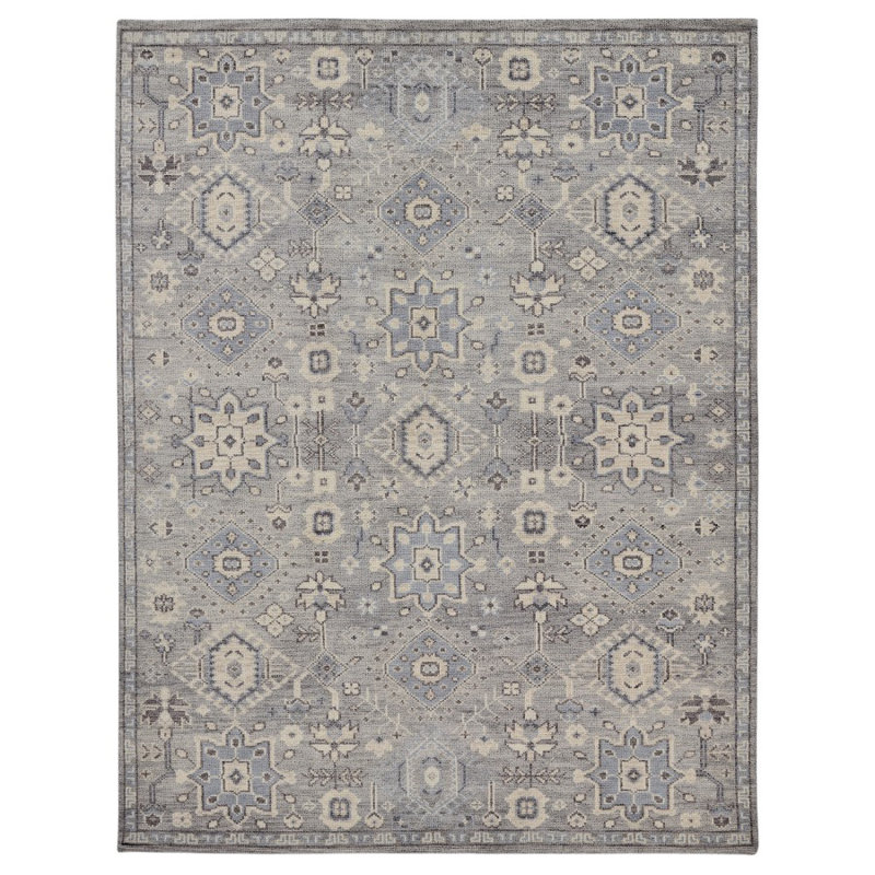 Tapis gris noué à la main Divine, Rectangulaire 2 pi x 3 pi