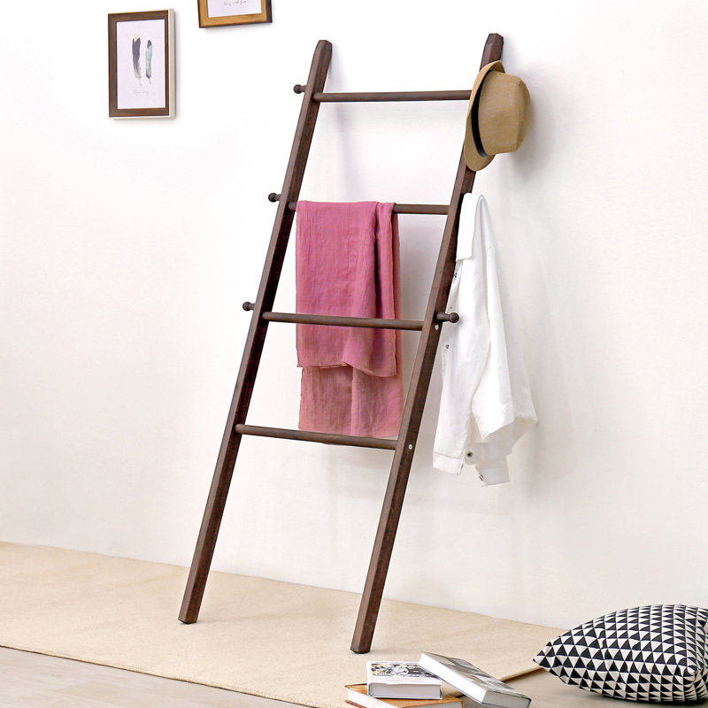 Wood 4 Freestanding Towel Rack, Brown