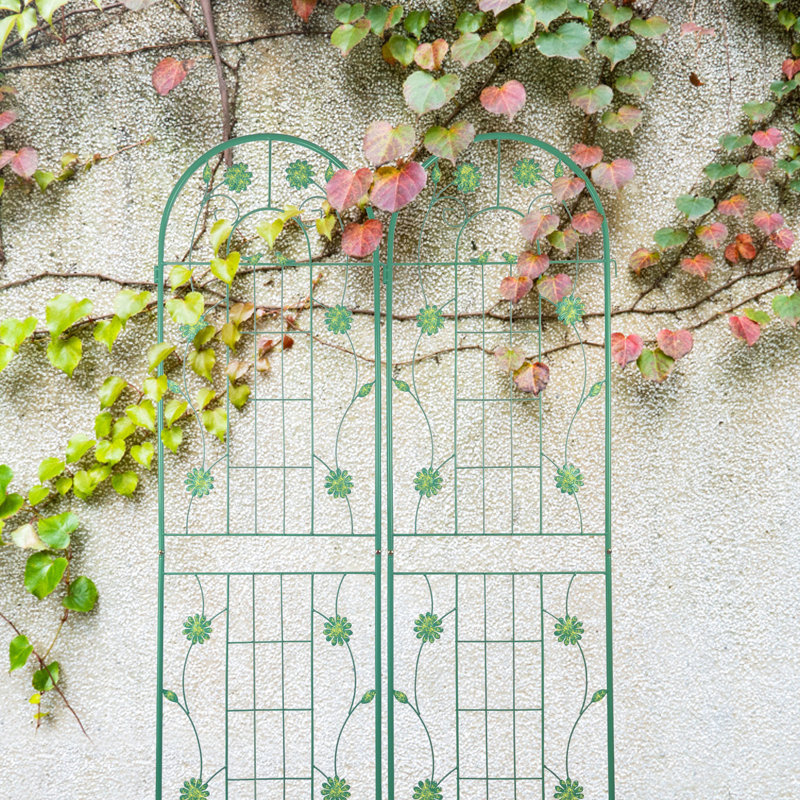 Ensemble de 4 treillis de jardin en métal 71 po x 19,7 po, antirouille pour la croissance des fleurs à l'extérieur, assemblage simple, plantes grimpantes en fer, structure robuste de soutien rapide