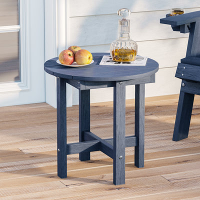 Table d'appoint ronde en bois et plastique PEHD - Table d'appoint d'extérieur durable pour patio, jardin et balcon