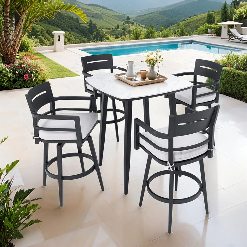 Ensemble de salle à manger carré à hauteur de bar pour 4 personnes avec tabourets l 18,8 po Square