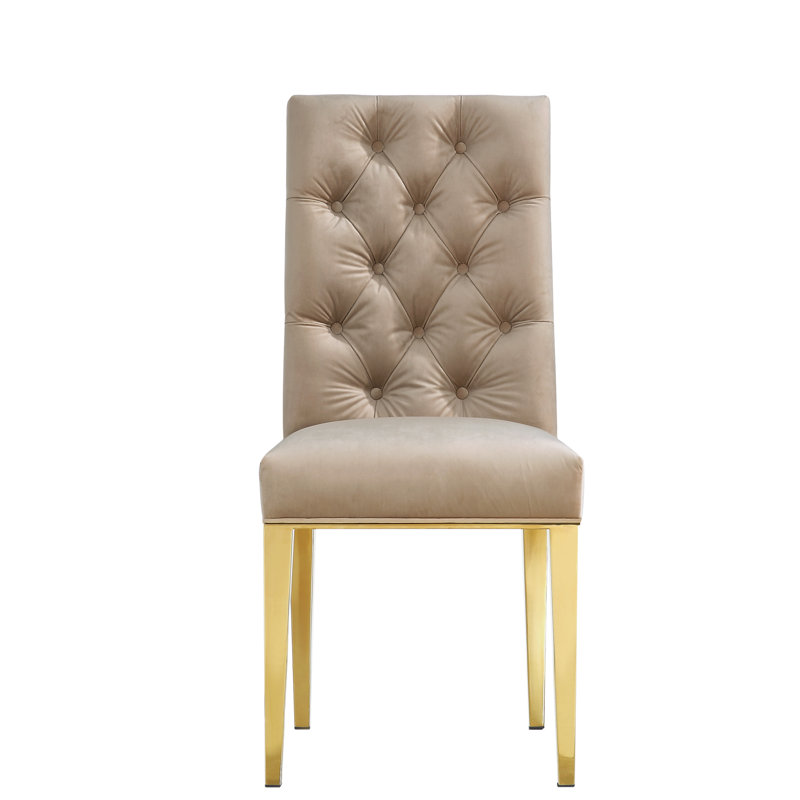 Chaise parsons rembourrée Wilham, Velours beige