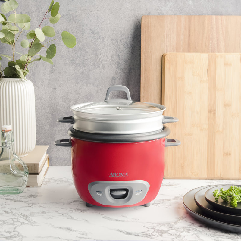 Aroma 14-Cup Red Electric Non-Stick Rice Cooker and Steamer