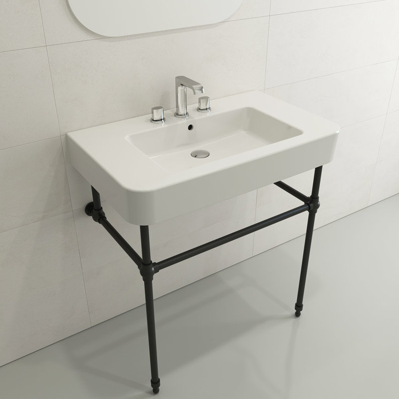 Parma 33.27'' L Bathroom Sink, Single-Hole, White