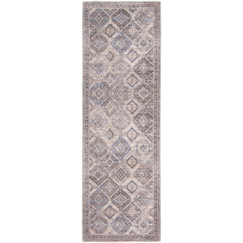 Tapis ivoire / gris / brun latté lavable à la machine, Tapis de couloir 2 pi x 6 pi
