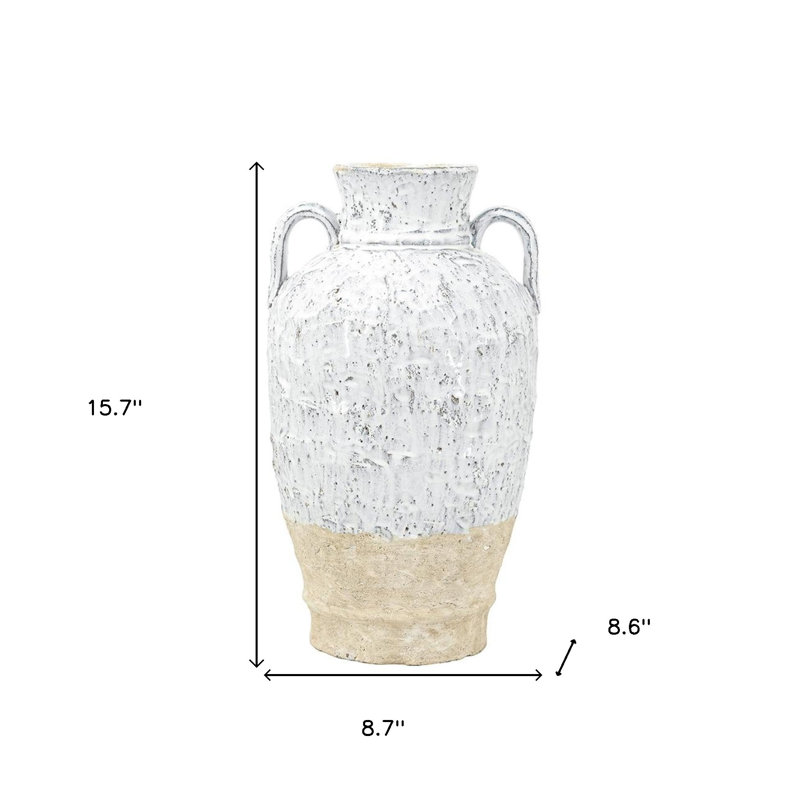 Urne terre cuite 16 po beige et ivoire Amphora