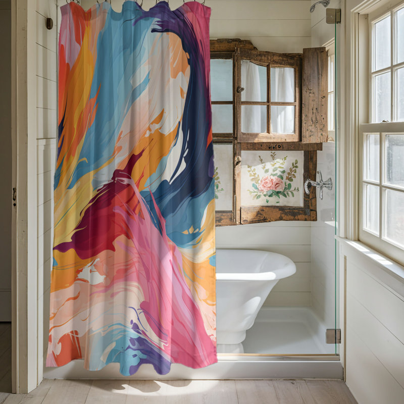 Color Swipes - Rideau de douche Premium, H 74 po x l 71 po