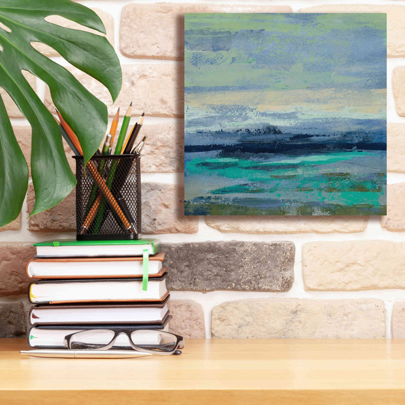 «Teal Wave II» par Silvia Vassileva, art mural sur toile, H 12 po x l 12 po x P 0,75 po