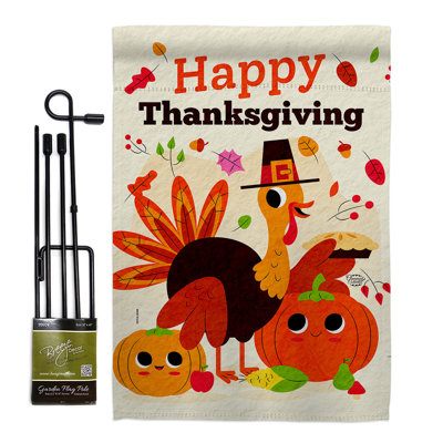 Double Sided 18.5'' H x 13'' W Polyester Thanksgiving Flag Set